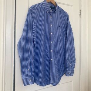 Vintage Ralph Lauren blue label striped cotton button down shirt